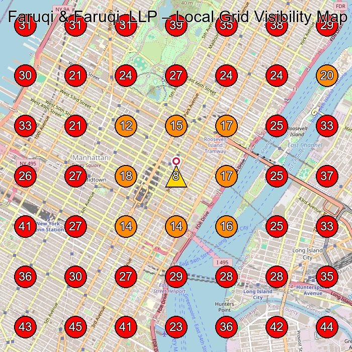 Faruqi & Faruqi, LLP GeoGrid visibility map for Lawyer in Brooklyn